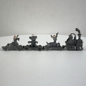 Rare Vintage 70s MSR 4pc Miniature Pewter Christmas FREEDOM TRAIN -Bear Unicorn